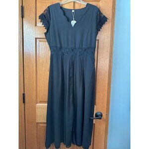 Black Dress Scalloped Neck Large